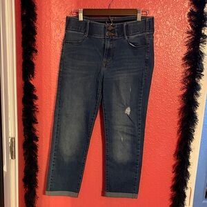 Apt. 9 Dark Blue Ankle Jeans - Straight - Cuffed Ankles - Tummy Control